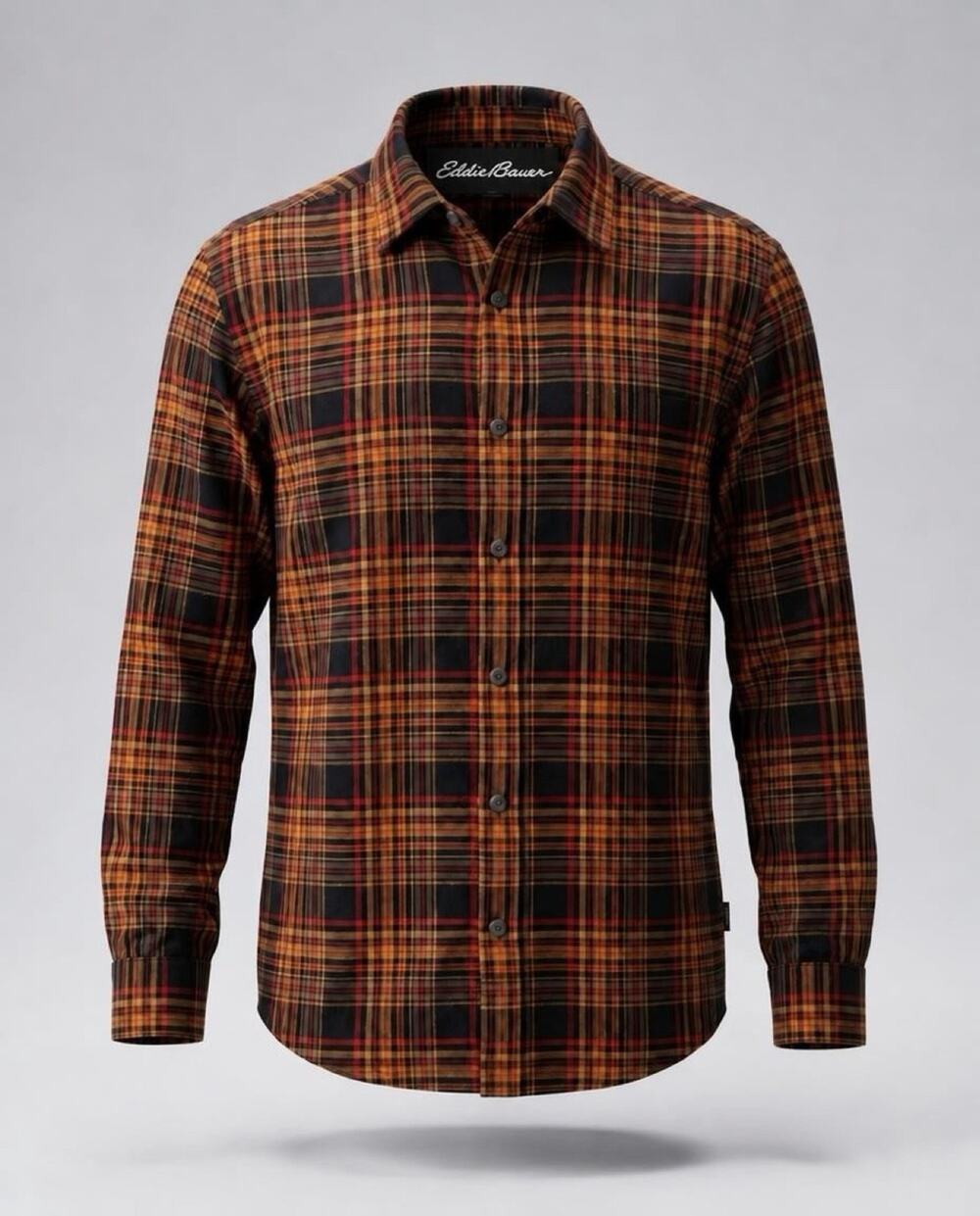 NWT Eddie Bauer Men's Medium Plaid Flannel Shirt Night Sky Ohio 100% Cotton